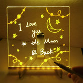 Acrylic DIY Note Board LED Night Light with 7 Pens for Creative - Himpall